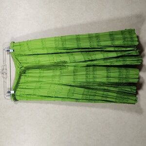 2/$15 04126 Multiples lime green dip dyed tiered cotton skirt w/belt M